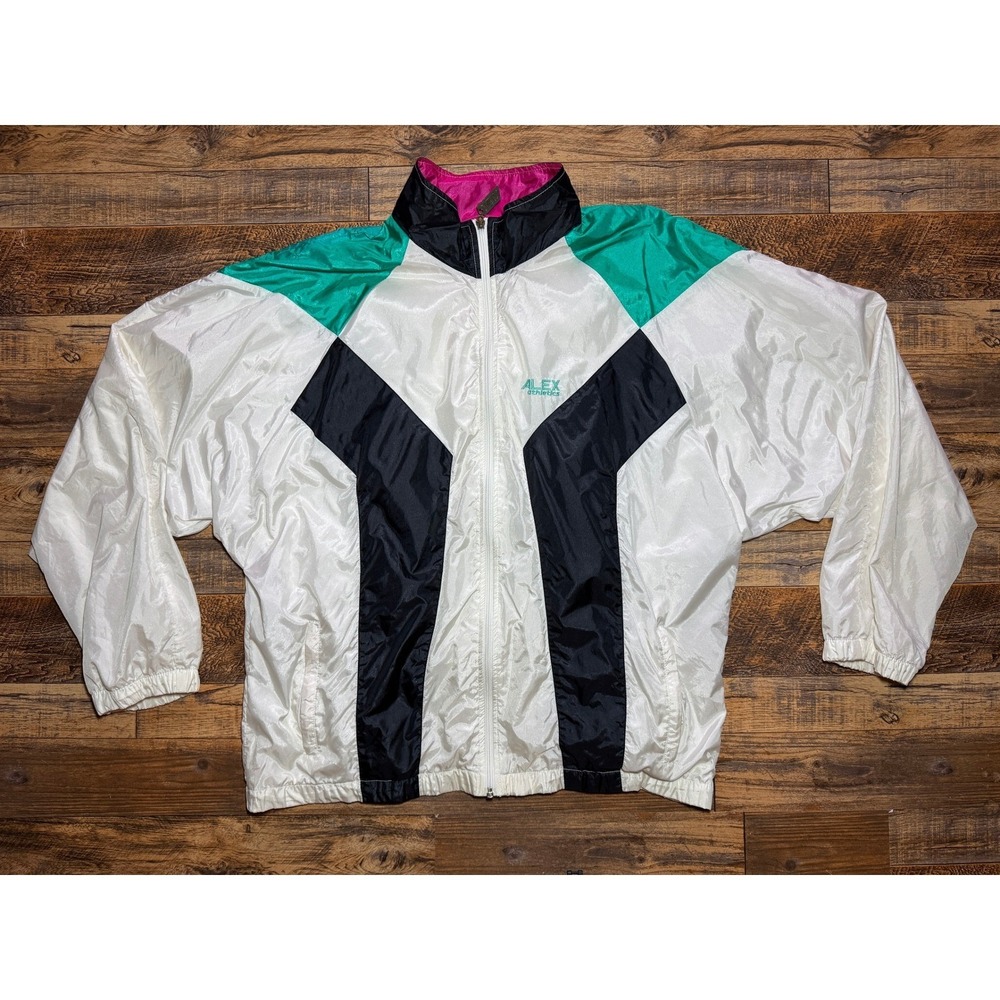 Alex! Colorblock‎ Track Jacket Windbreaker Full Zip Sz L Large Vintage 80s